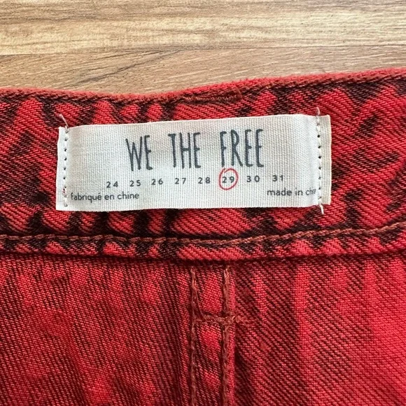 FREE PEOPLE Sun Break Embroidered-Yoke Denim Shorts Red Size 29 - Picture 6 of 10
